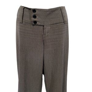 Alloy Apparel Womens Dress Pants 36X37 Wide Leg Cuffed Mid Rise Button Brown XL
